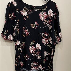 Floral Black Top by Rewind